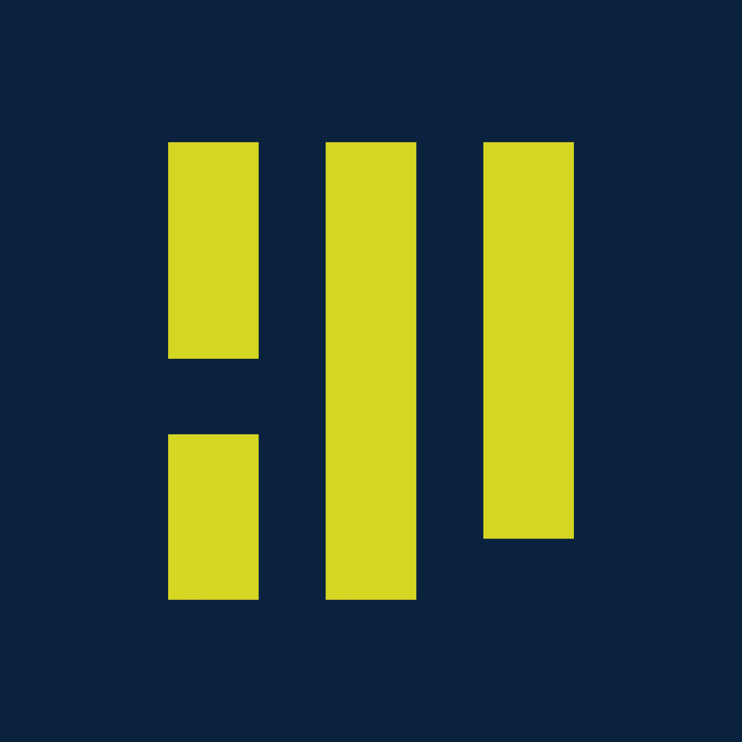 heli.law logo mark – yellow bars on a dark blue background