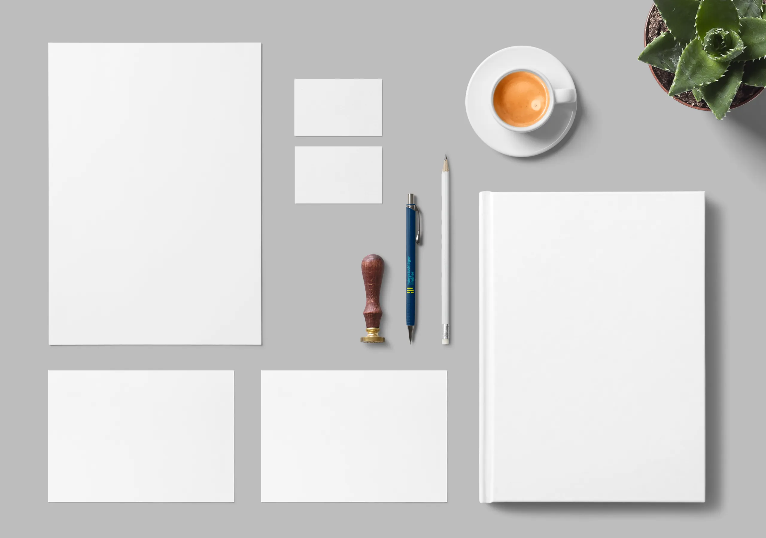 Business stationery with a pen in the hengstschläger lindner design