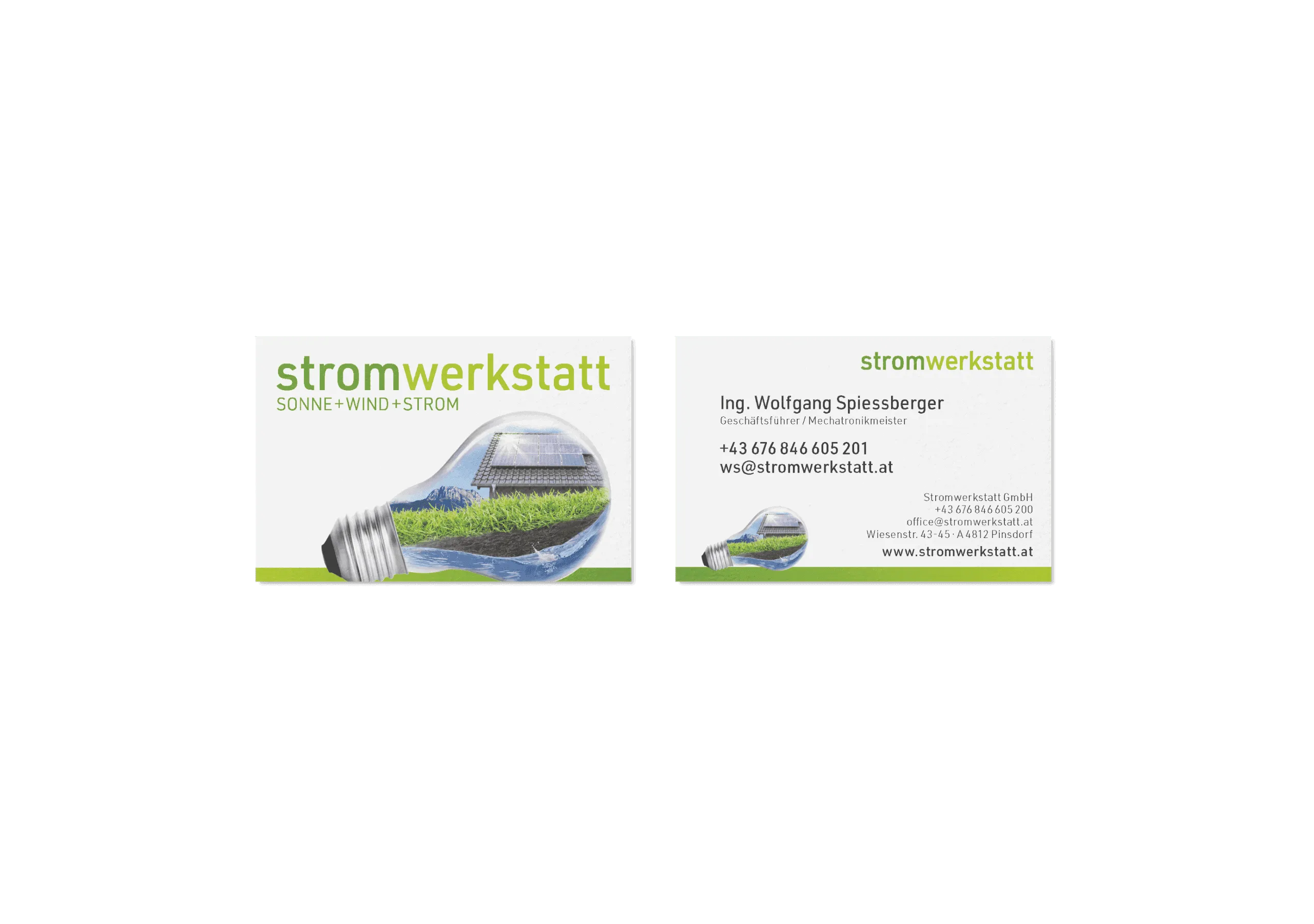 stromwerkstatt business cards, front and back