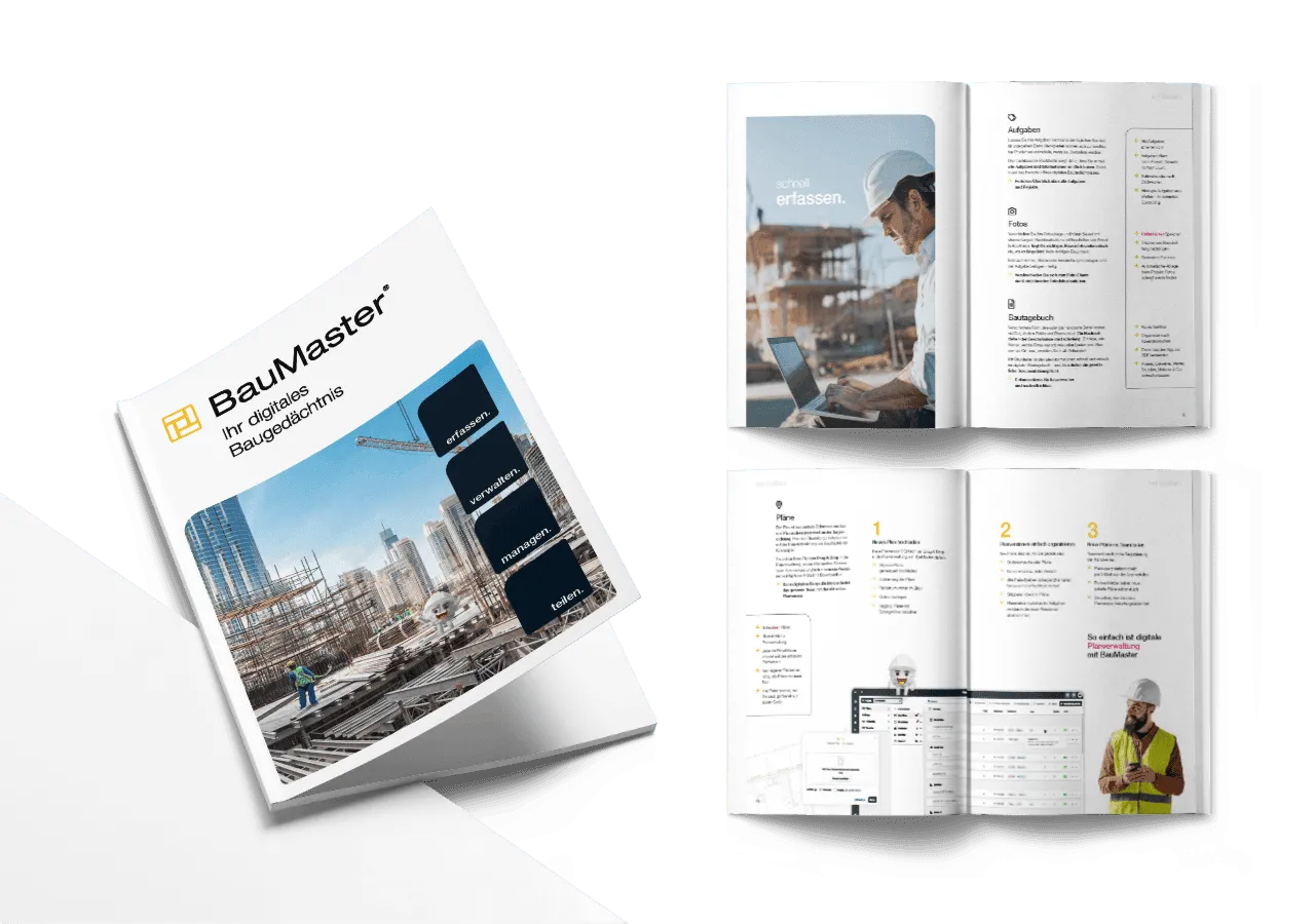 BauMaster brochure – cover and open inside pages
